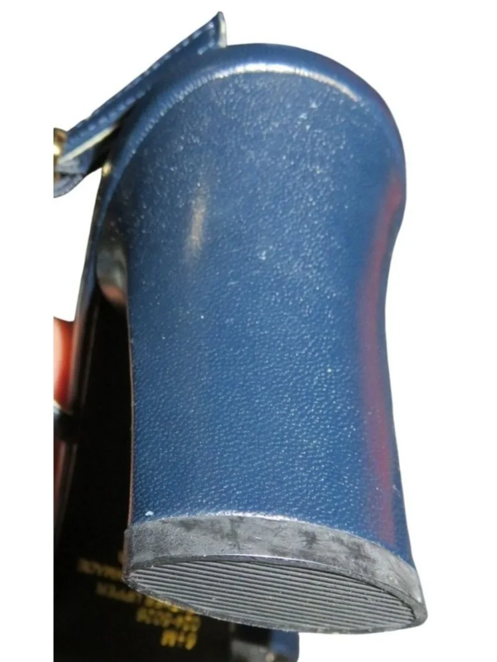 Worthington Marjorie Pantent Leather Navy Color block Chunky Heeled Sandals 6.5